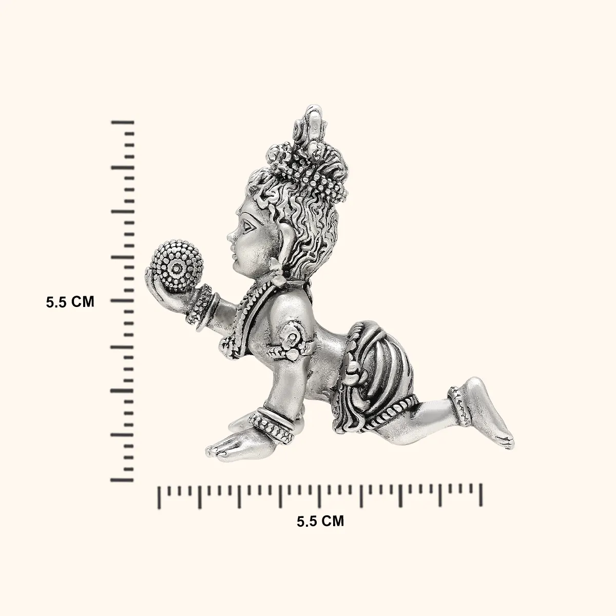 925 Antique Silver Matte Balkrishna Idol - Image 4