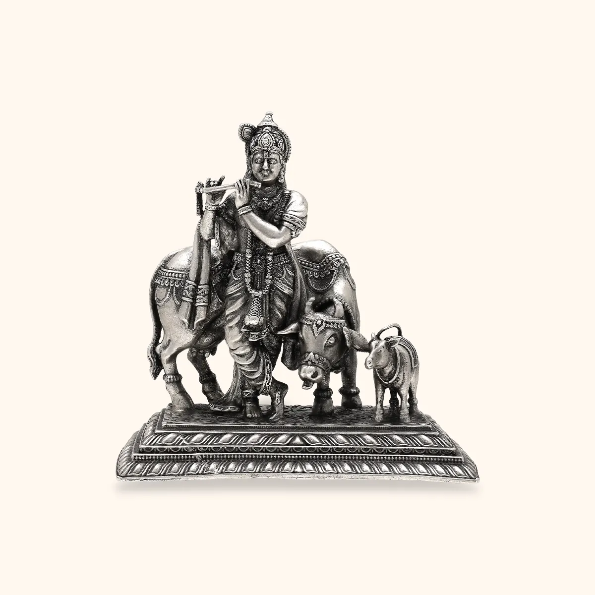 925 Antique Silver Matte Krishna Idol - Image 2