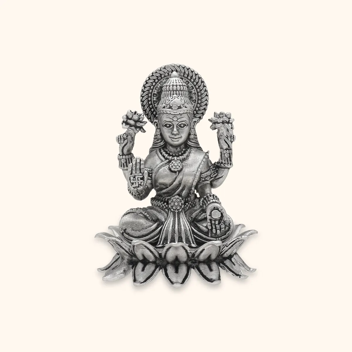 Antique 925 Silver Matte Lakshmi Idol - Image 2