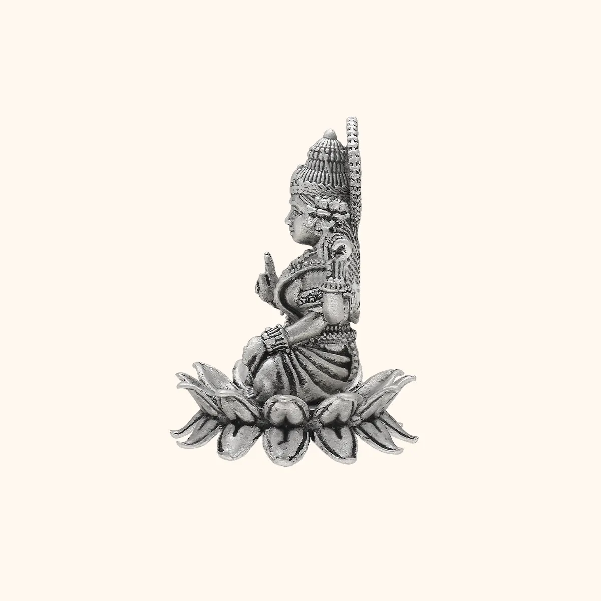 Antique 925 Silver Matte Lakshmi Idol - Image 3