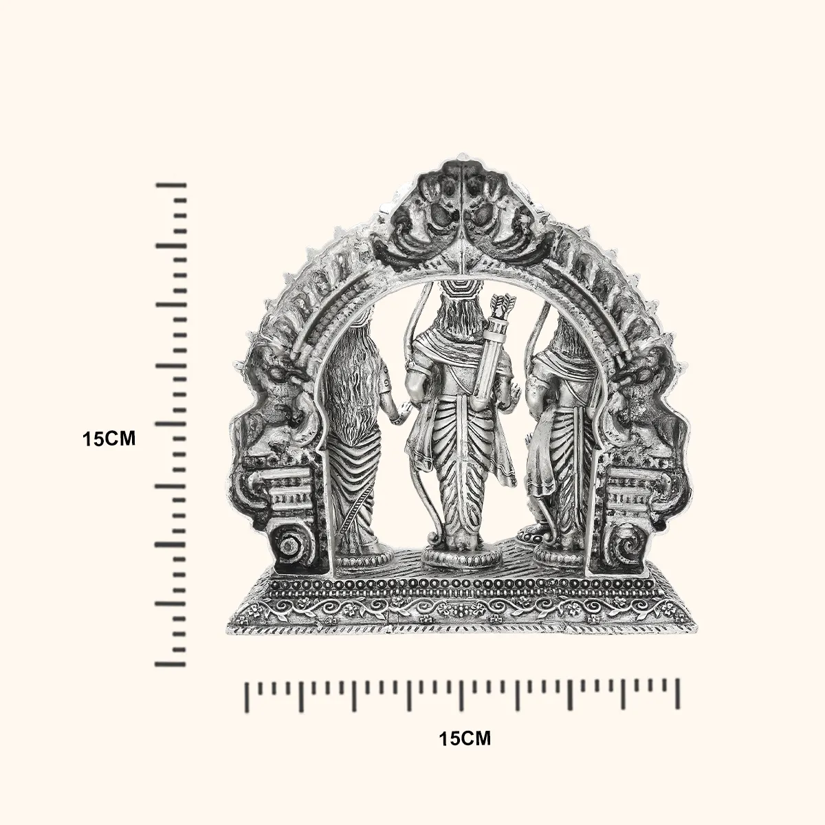 925 Antique Silver Matte Ram Darbar Idol 880 gms - Image 3
