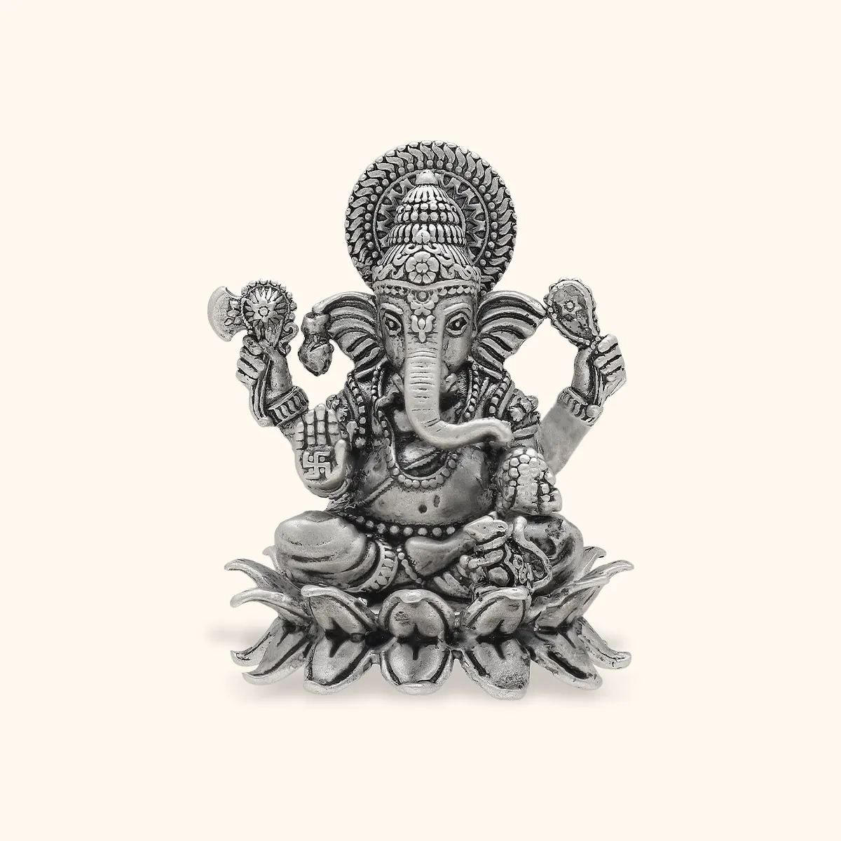 Antique 925 Silver Matte Ganesh Murti - Image 2
