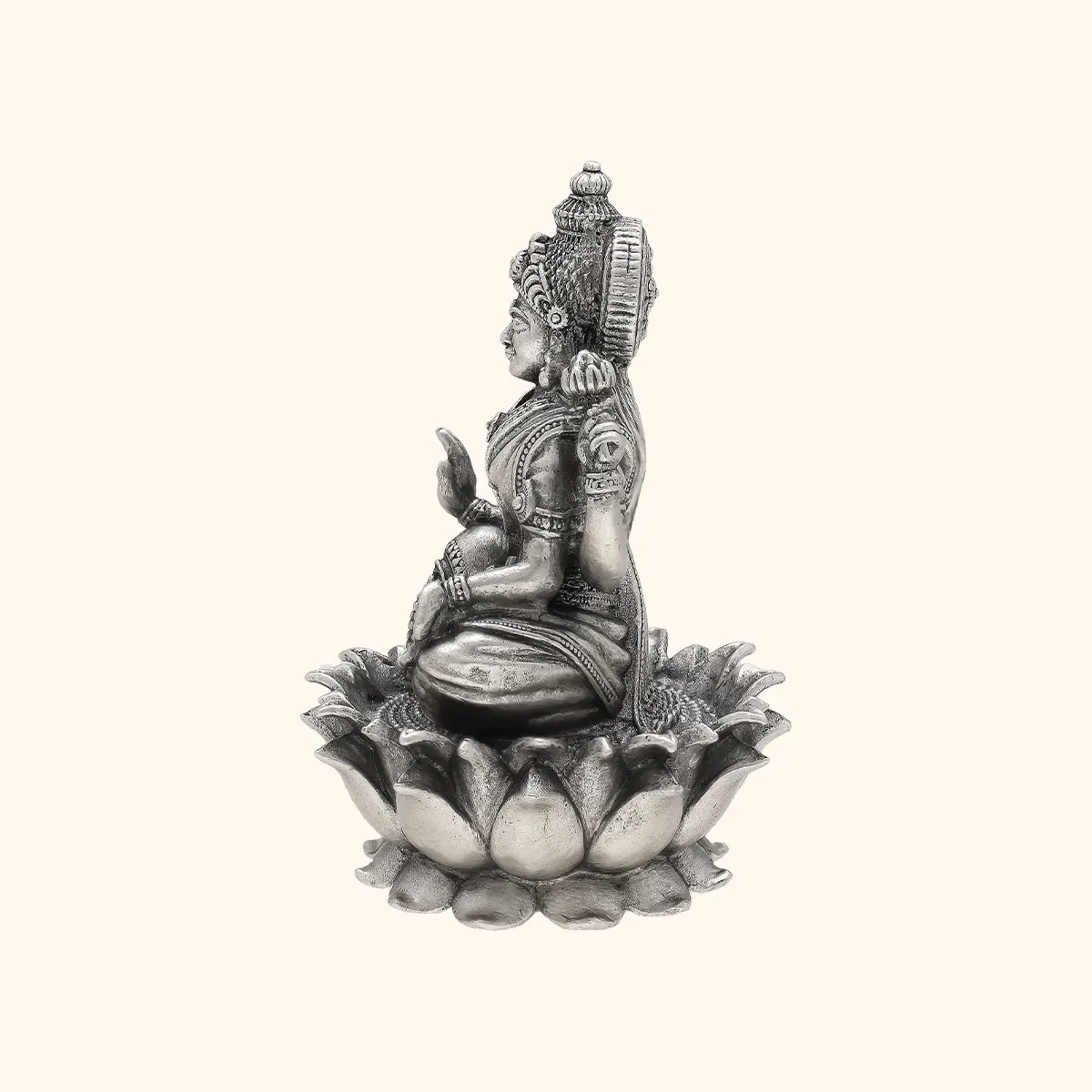 Antique 925 Silver Matte Laxmi Idol - Image 3