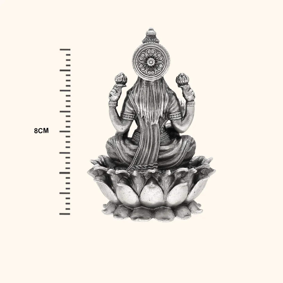 Antique 925 Silver Matte Laxmi Idol - Image 4