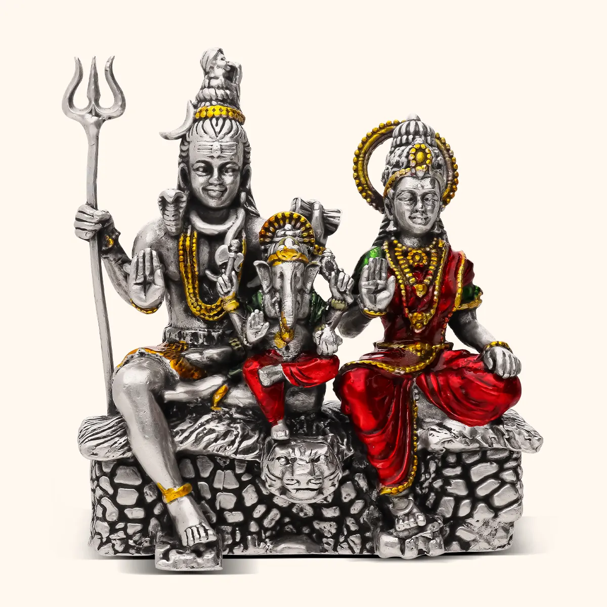 Shiv Parivaar - Antique Silver Idol - Image 2